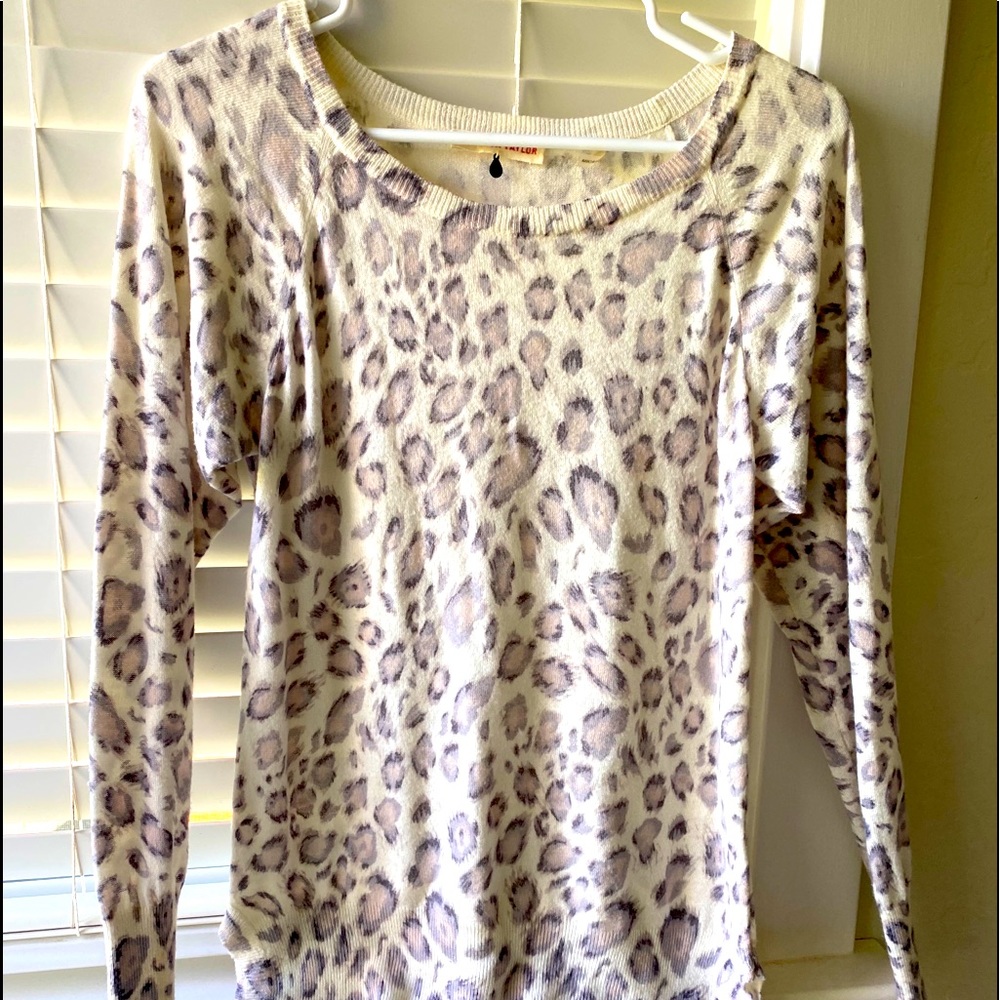 GORGEOUS REBECCA TAYLOR CHEETAH CASHMERE SWEATER S